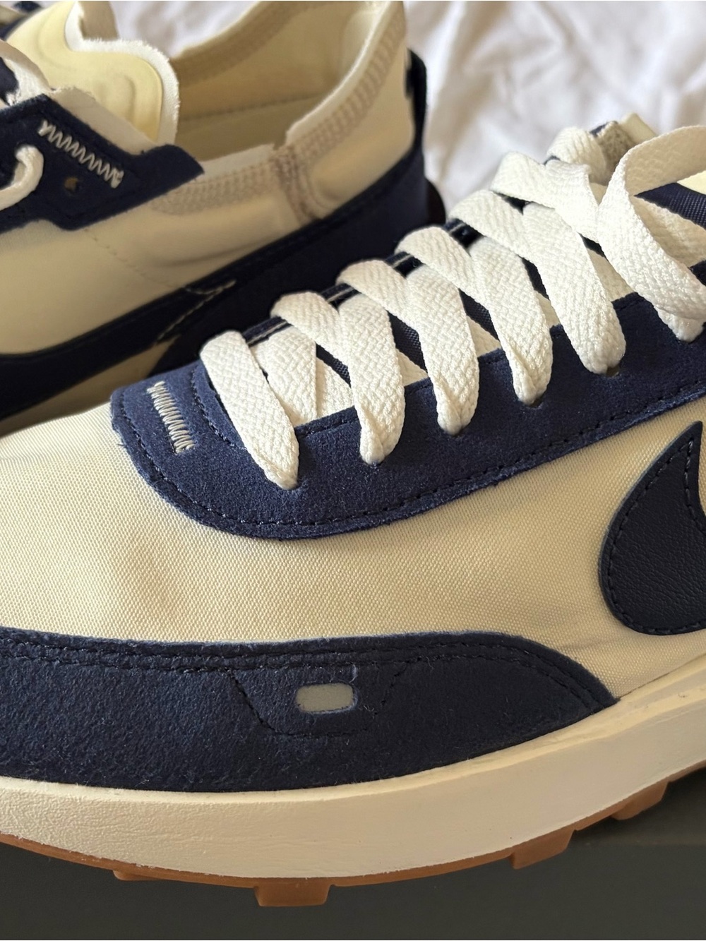 Nike Women's Navy and White Retro Runner Sneakers